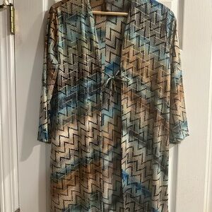 Chevron Patterned  Kimono with Tie Front by Chico’s